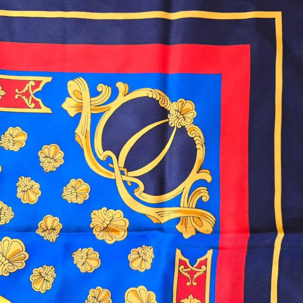 Nautical Silk Scarf Square Ocean Ship Scarf Andre Claude Canova Hand-Rolled